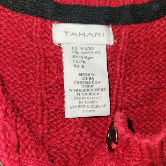 Tahari Girls 5/6 Red Heavy Cable Chuncky Knit Long Sleeve Sweater 2314 - Picture 4 of 6